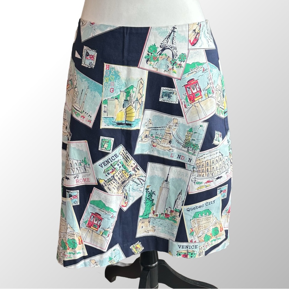 Talbots Travel Print A-Line Skirt